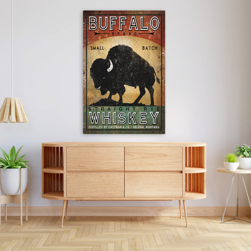Buffalo Whiskey - publicité, alcool, bison, art, H 48 po x l 32 po