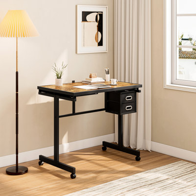1000 Pieces Jigsaw Puzzle Table For Adults: Metal Board, 4 Trays, 2 Drawers, 5mm Thick Waterproof Black Veneer Wooden Cover, Movable Rubber Wheels, Felt Storage Non - Woven Hobbyists Puzzle, Adults,