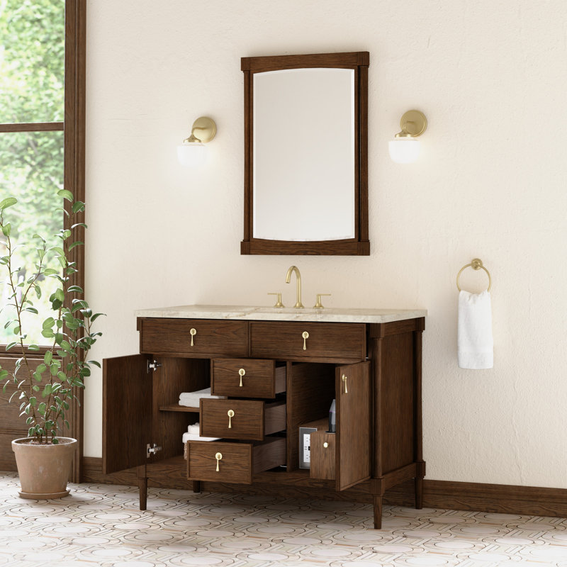 Kinnsden 48" W Single Vanity, Sable Oak, Tajnar Eclos, 8" Widespread