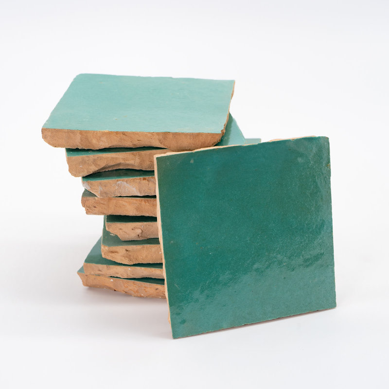Carreau de mur et plancher marocain 4 po x 4 po Zelig, Bleu-vert