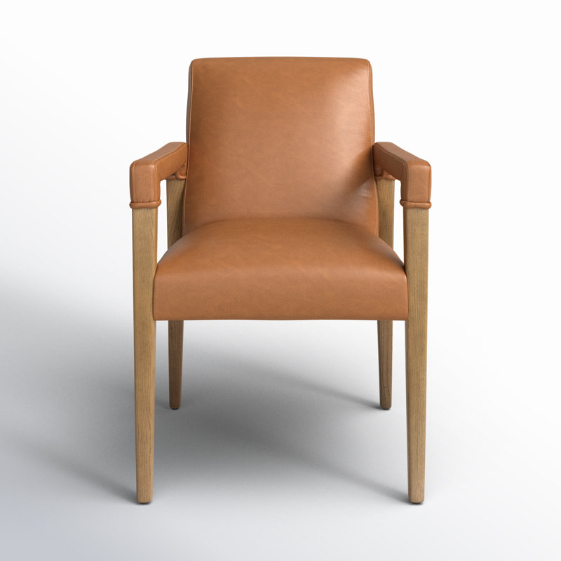 Reuben Upholstered Arm Chair, Faux Leather Brown