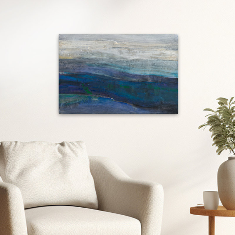 Vista contemporain abstrait noir bleu brun vert, H 24 po x l 16 po
