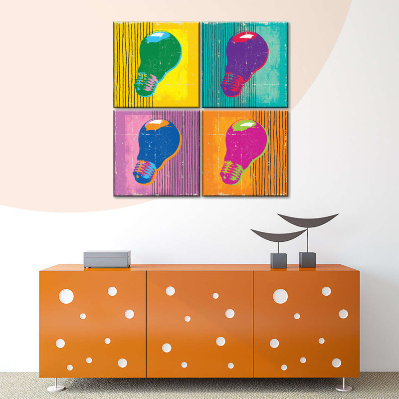 " Retro Candy Light Bulbs " 4 - Pieces, 74" H x 74" W x 1.25" D