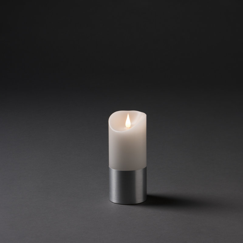 Unscented Flameless Pillar Candle, Silver, 17.5cm H x 7.5cm W x 7.5cm D