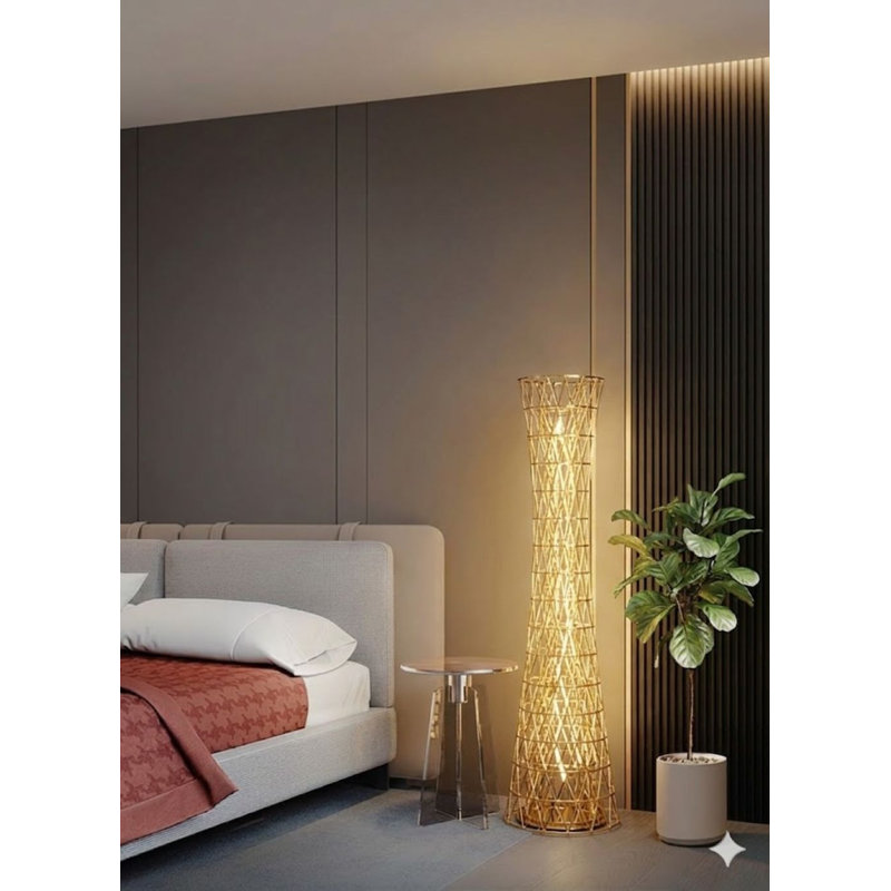 Modern Gold LED Geometric Frame Floor Lamp, Gold