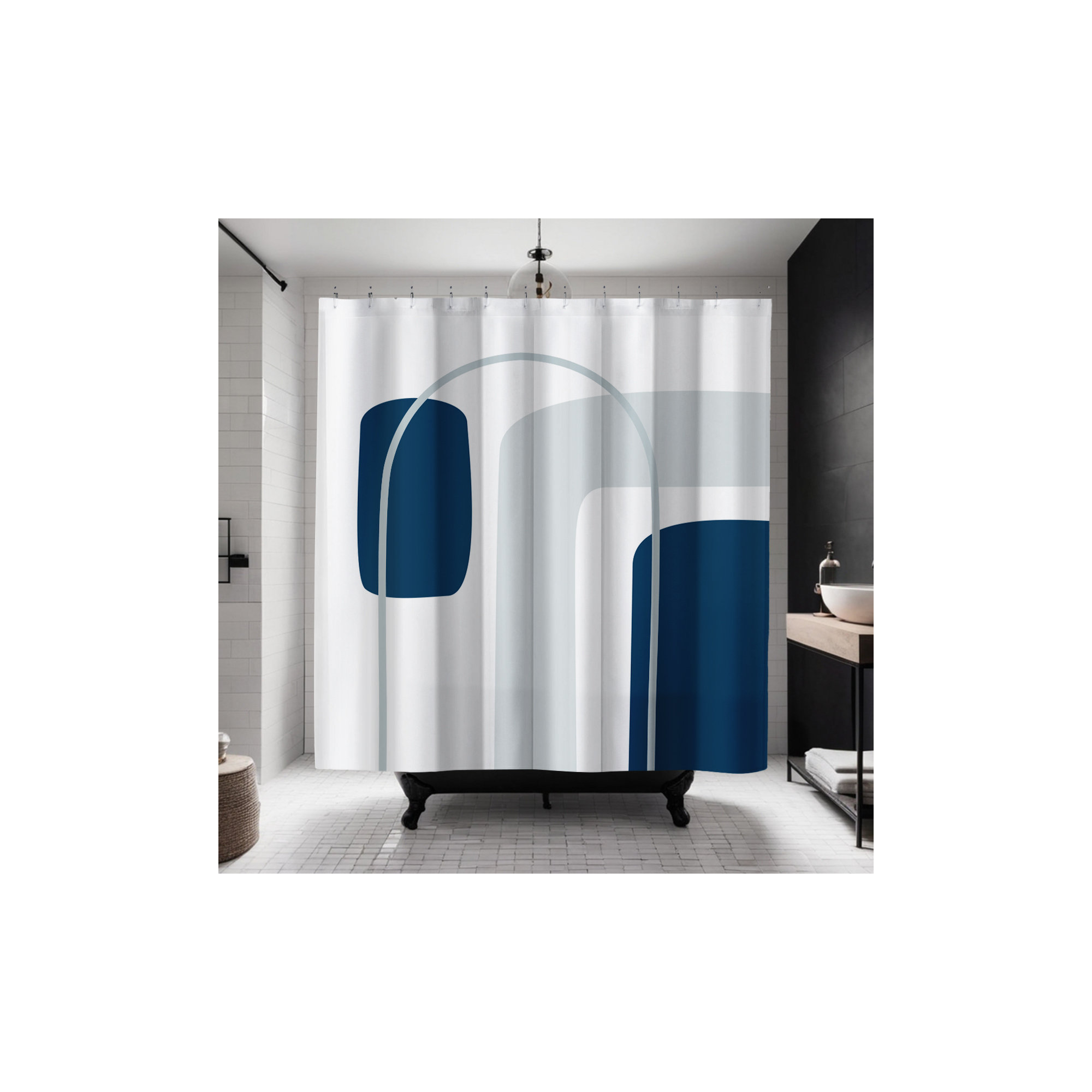 Hagan Polyester Shower Curtain, Gray