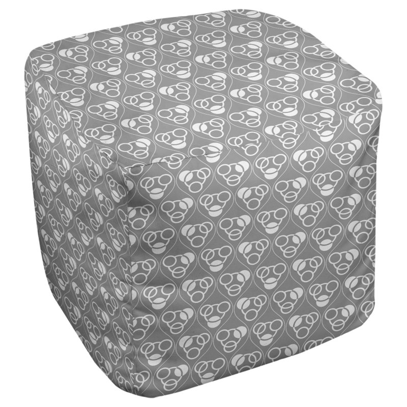 Repose-pieds à cubes classic circle ondulations, Gris / blanc