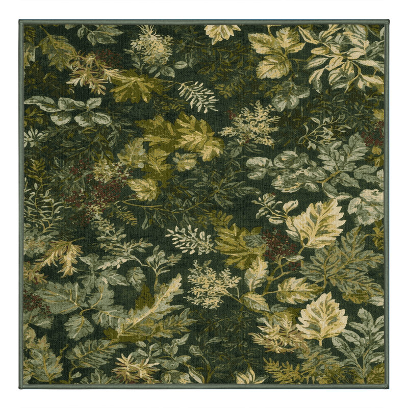 Machine Washable Nature Green Area Rug, Square 8'
