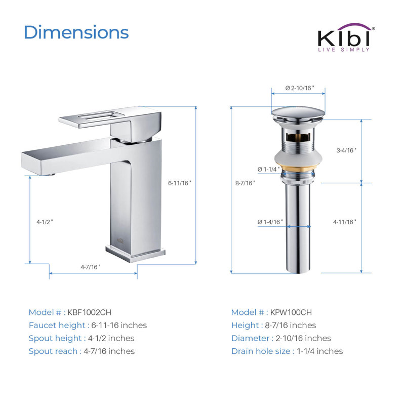 Cube Single-Hole Single-handle Bathroom Faucet, Chrome, Yes