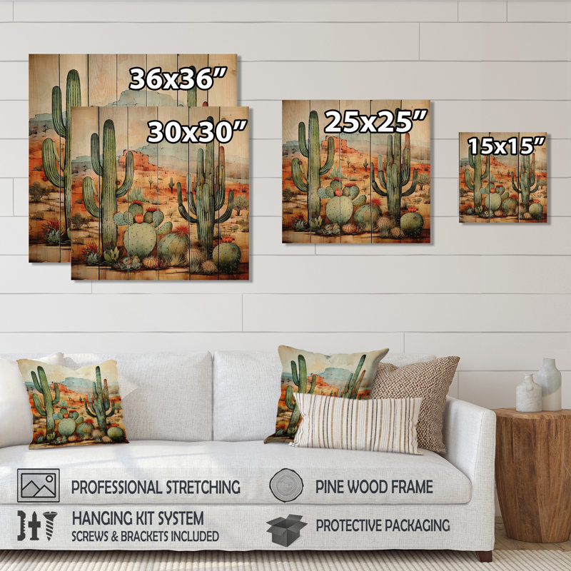 Mexican Desert Serenity II - Mexican Art On Wood Print, 15" H x 15" W