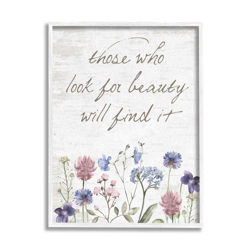 Look for Calligraphie de fleurs inspirantes, H 14 po x l 11 po x P 1,5 po, Giclée encadrée blanc bord de mer