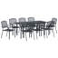 Garden Dining Set Extendable Manual 9 Pcs Gray Large Metal