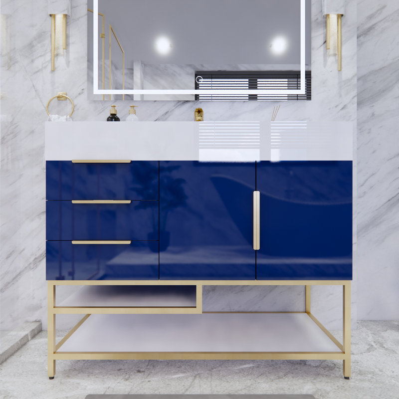 Ensemble de meuble-lavabo simple 42 po Glasgow, Bleu nuit ultrabrillant