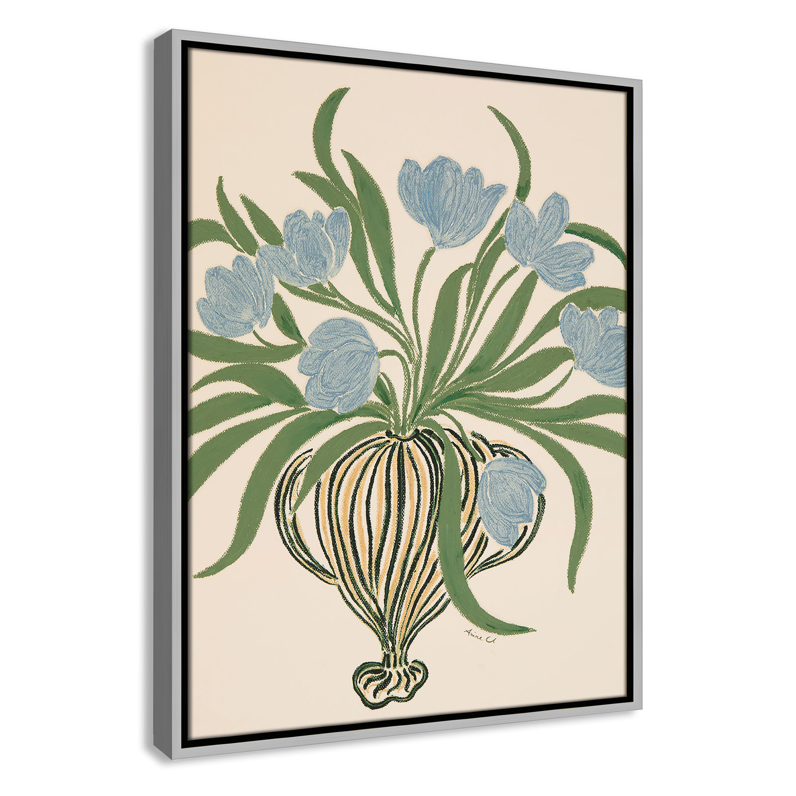 Colette "La Poire Blue Tulips" Print, 25.5" H x 19.5" W, Silver