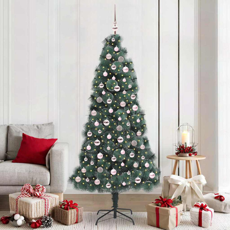 Artificial Pre-lit Christmas Tree with Ball Set, 6.89' H, Pink