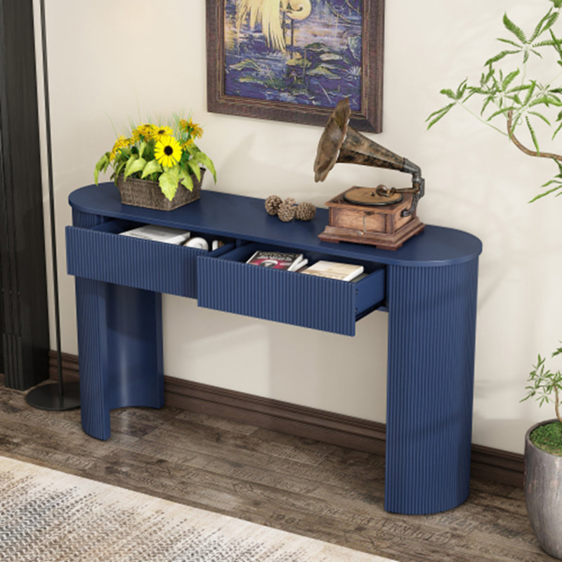 Entryway Table with Fluted Design, Navy