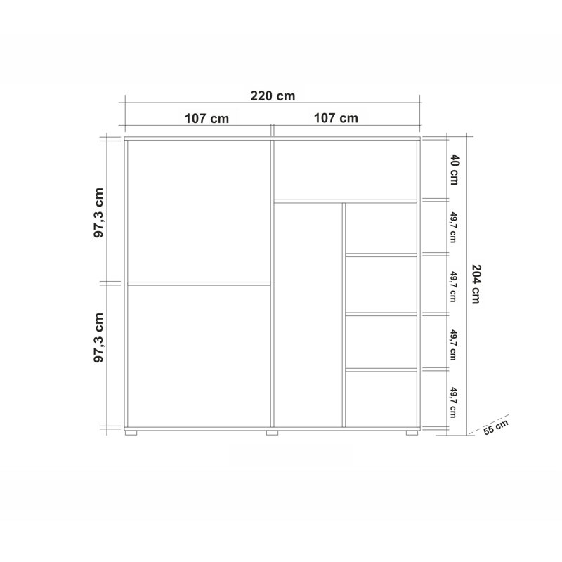 Armoire Abdimalik, Blanc / anthracite