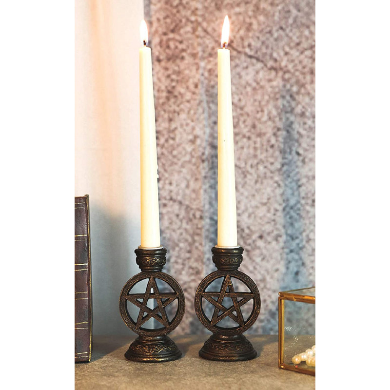 2 Piece Resin Tabletop Candlestick Set