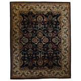 One-of-a-Kind Oriental Hand-Knotted Wool Black/Blue/Ivory/Red Area Rug