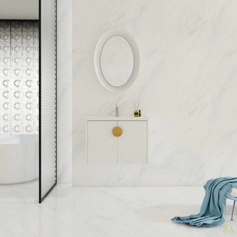 Meuble-lavabo à fermeture en douceur 28 po avec lavabo, pour petite salle de bain (emballage KD), 28"