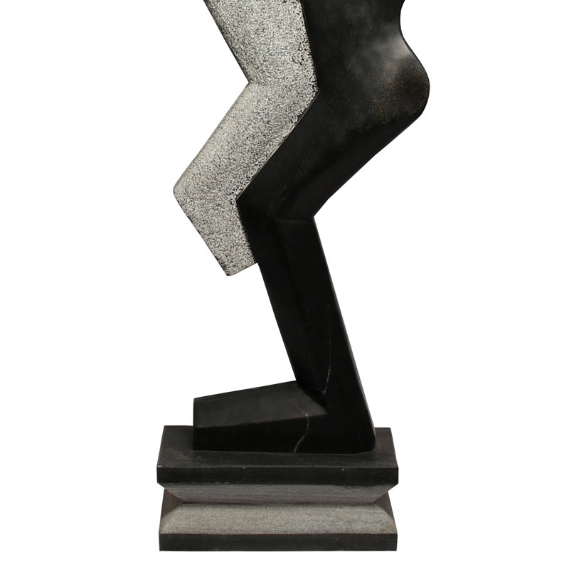 Sculpture moderne en pierre abstraite - «The Happy Couple», art contemporain noir et gris