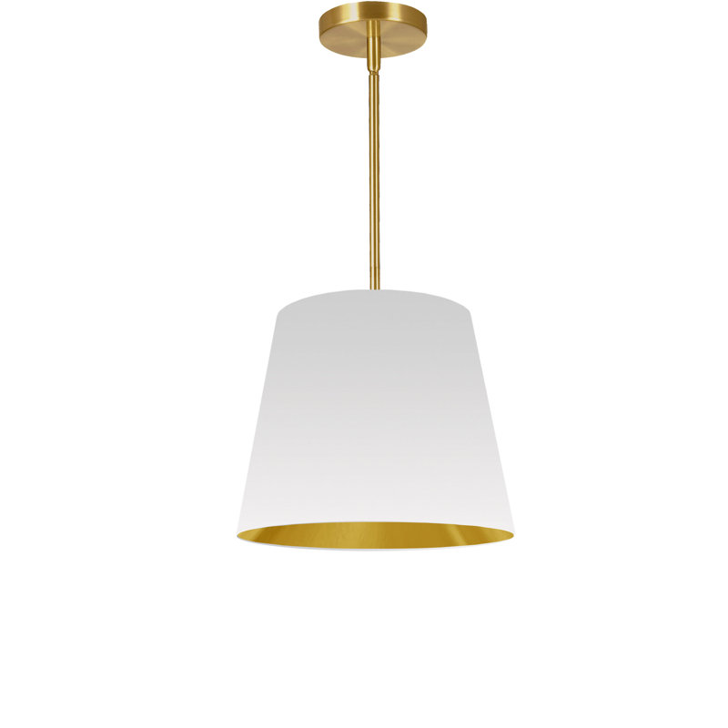 Oversized Drum 1 Light Drum Cylinder Pendant, 14" H x 14" W x 14" D, White/Gold