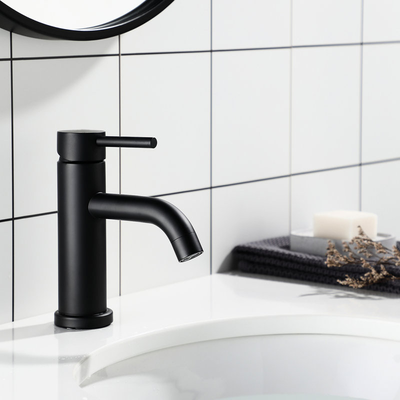 Compliant Single Hole 6.65" High Matte Black Stainless Steel Bathroom Faucet With Aerated Waterfall Stream Installation And Single Precision Spot- Finish Manual For Refresh