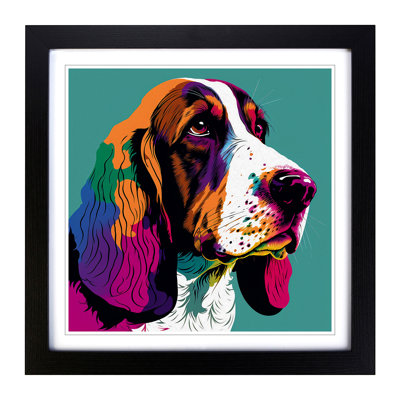 Basset Hound Pop Art No.2 - Framed Print