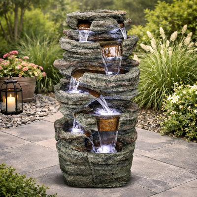 Resin Rock Fountain with Light