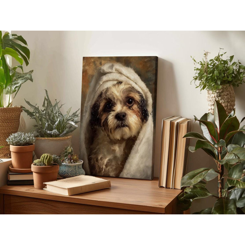 Art rétro sur toile Shih Tzu, H 24 po x l 16 po