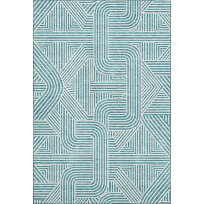 Premium Machine Washable Prisco Teal Rug