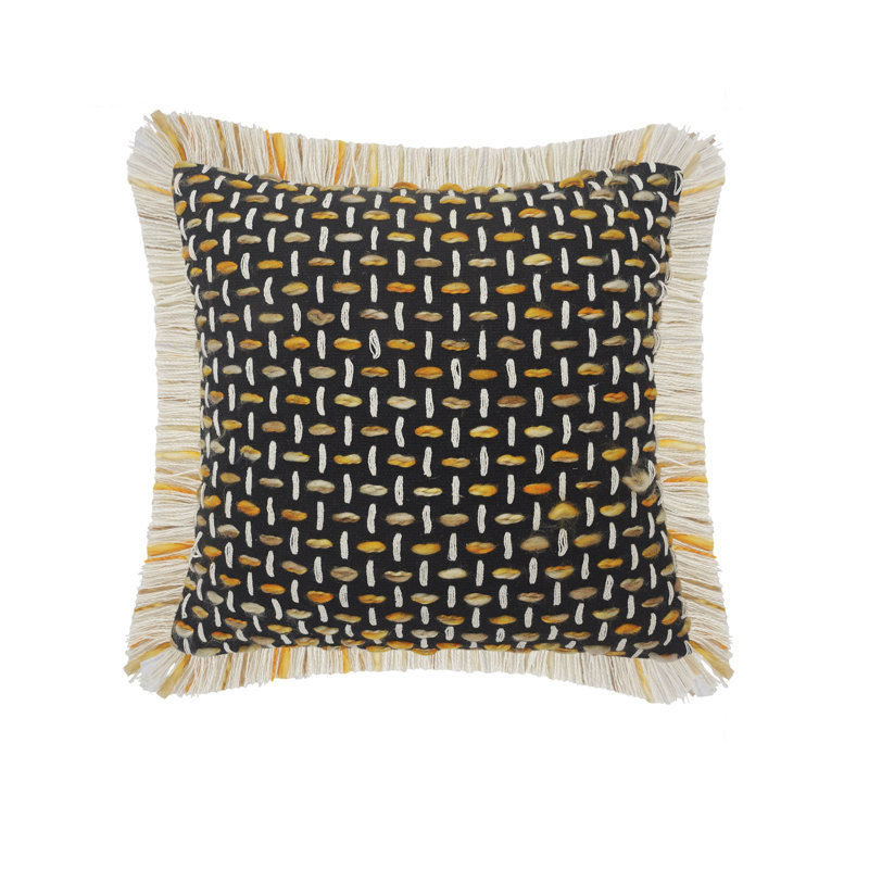 Throw Square Pillow Cover & Insert, Black Gold/White