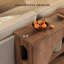 Console 55 po avec rangement à 3 niveaux, canapé d'entrée en bois pour couloir, salon, chêne brun
