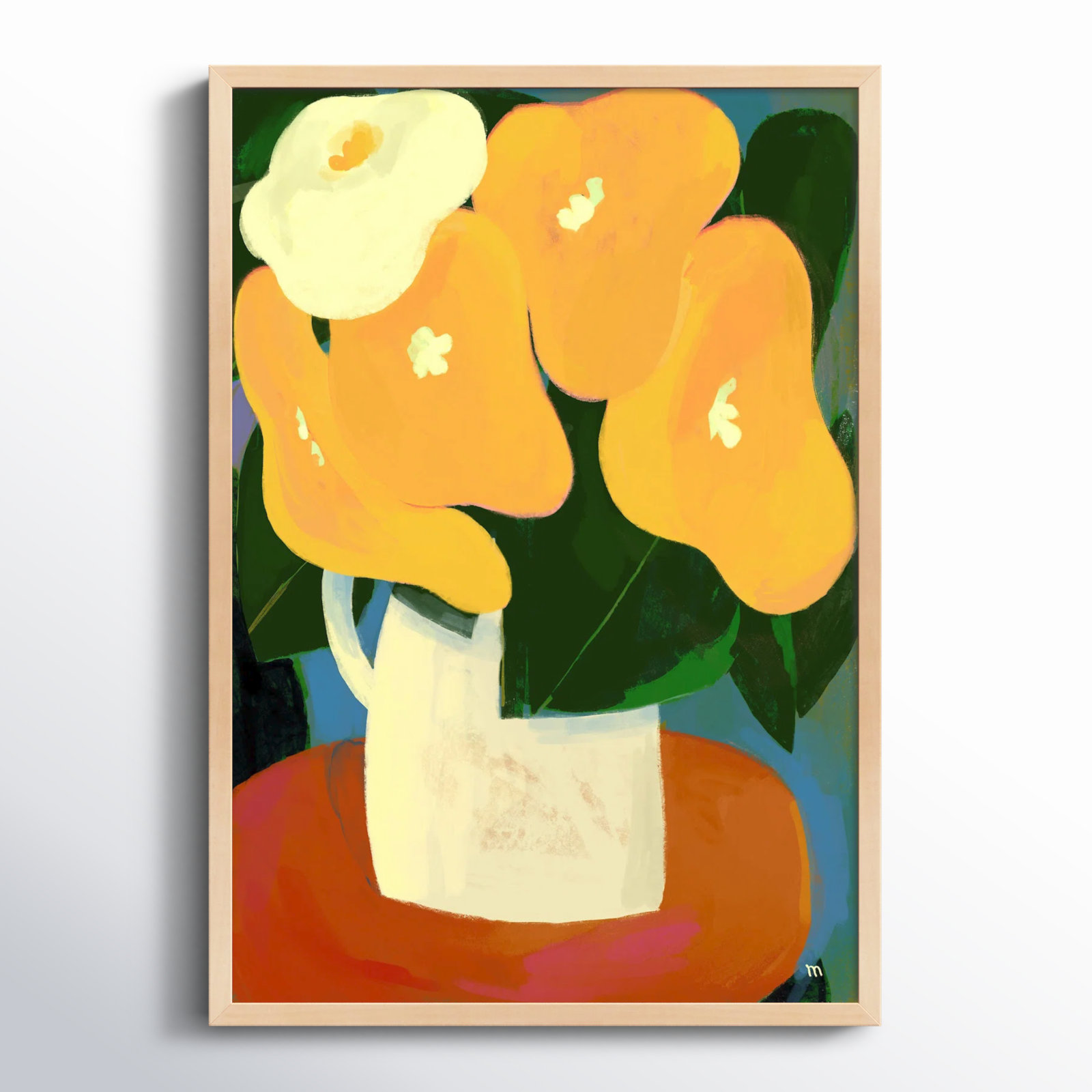 My Yellow Flowers by StudioM, 20" H x 14" W x 1.25" D, Maple