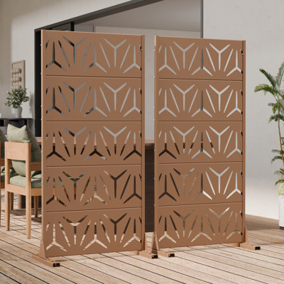 60" H x 30" W Freestanding Outdoor Metal Privacy Screen Decorative Screen Room Divider Lattice Panel Fence Panel for Patio Set of 2
