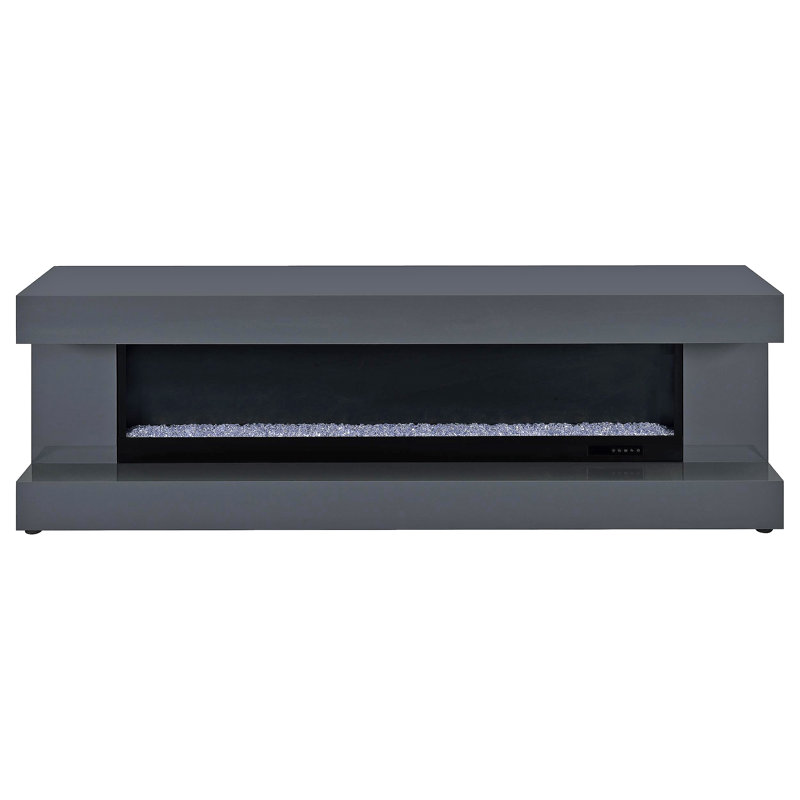 Meuble télé avec foyer et haut-parleur gris, Gris