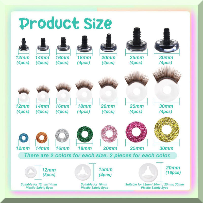 28pcs Brown Safety Eyes for DIY Puppets and Dolls