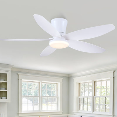 36/42/48" Flush Mount Low Profile Ceiling Fan With Light And Remote,Quiet,Easy Install