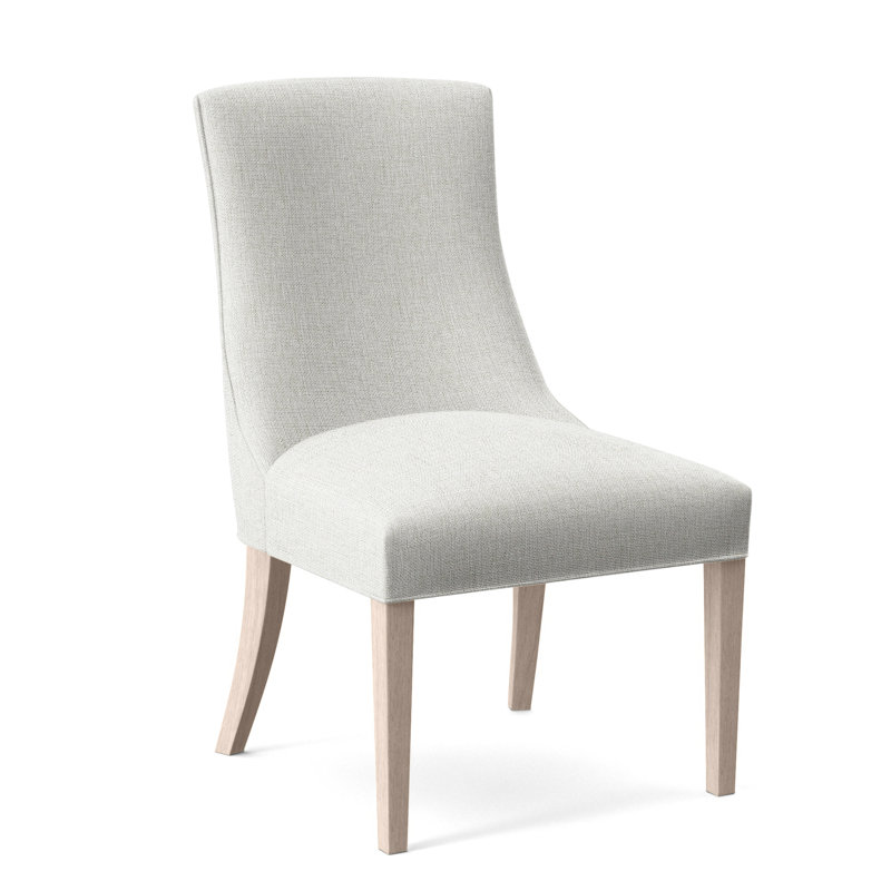 Tuxedo Slipper Dining Chair, Bisque Finish, Light Blue Performance Fabric; 0851-55