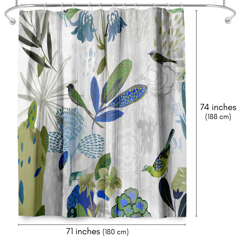 Rideau de douche floral Where the Passion Flower Grows par PI Creative Art, Bleu