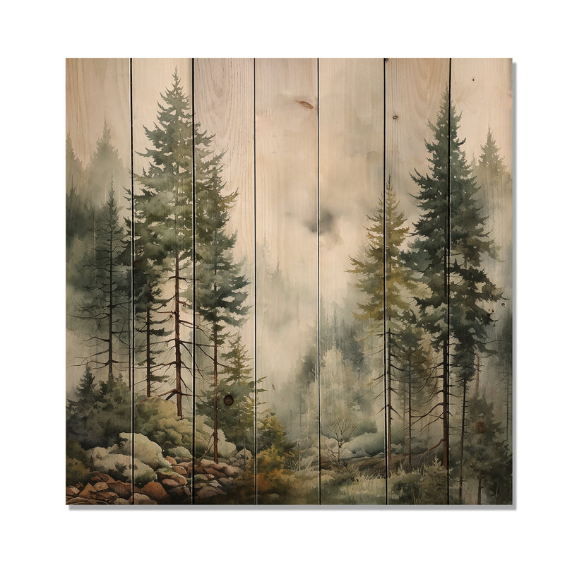 Art mural en bois de pin Misty Morning II, H 15 po x l 15 po x P 0,78 po
