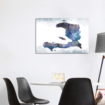 Carte bleue d'Haïti, impression sur toile tendue