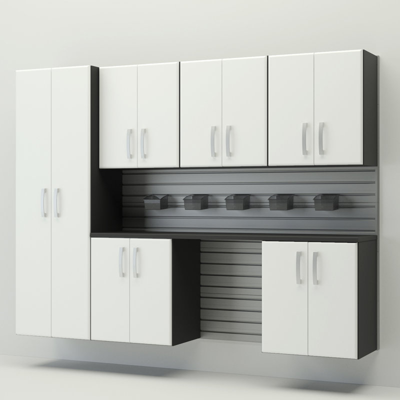 6 Piece Complete Storage System, Silver/White