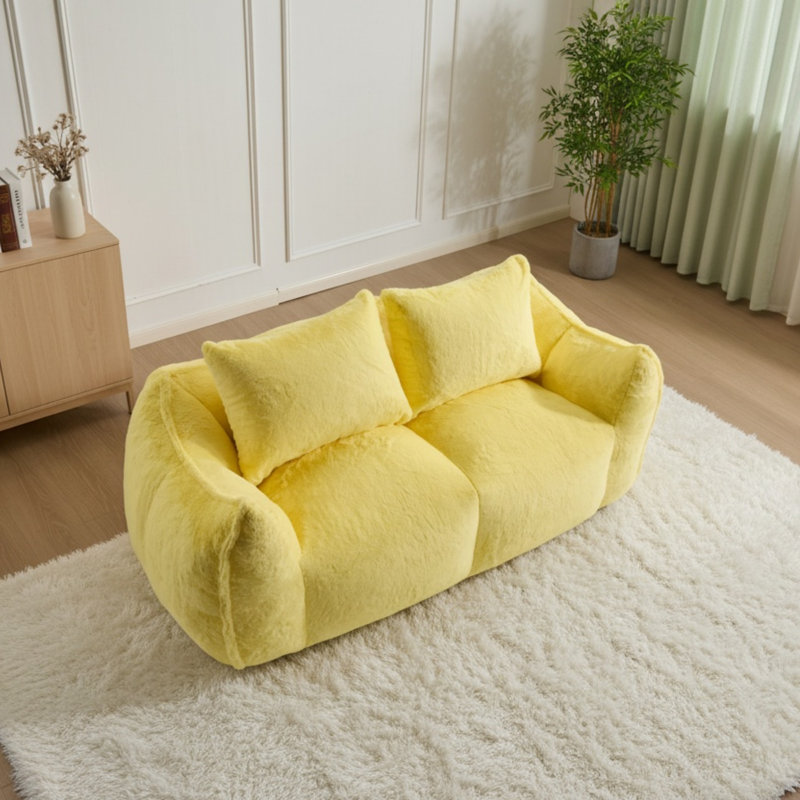 Fauteuil de lecture Loveseat Leisure, Tissu jaune