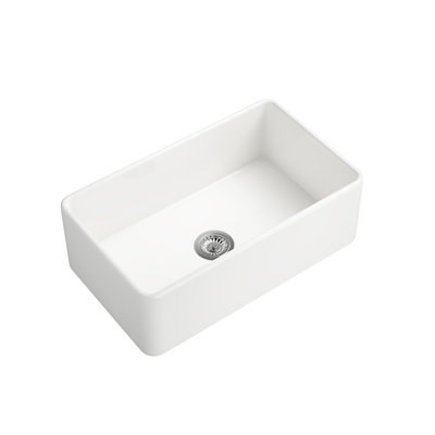 Évier de cuisine blanc de style évier à tablier profond encastré