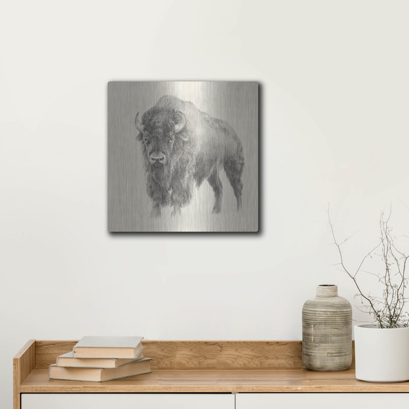 «Western Bison Study» par Ethan Harper, H 12 po x l 12 po