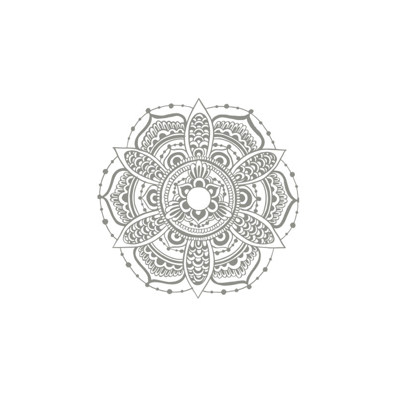 Décalcomanie murale yoga de chambre en vinyle mandala studio, Gris argenté