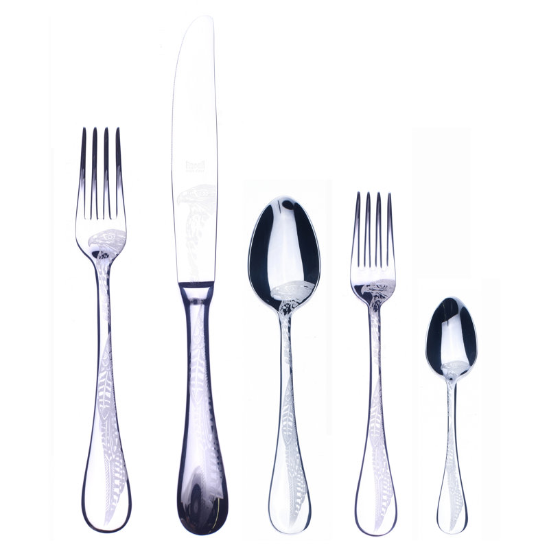 Caccia Flatware Set - 20 Pieces - Stainless Steel, Silver