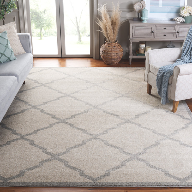 Tapis beige à motif géométrique Ammundsen, Rectangle 8 pi x 10 pi