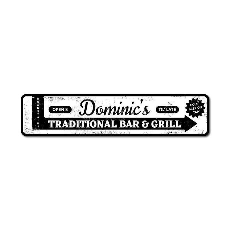 Plaque traditionnelle en métal, H 6 po x l 24 po x P 0,06 po